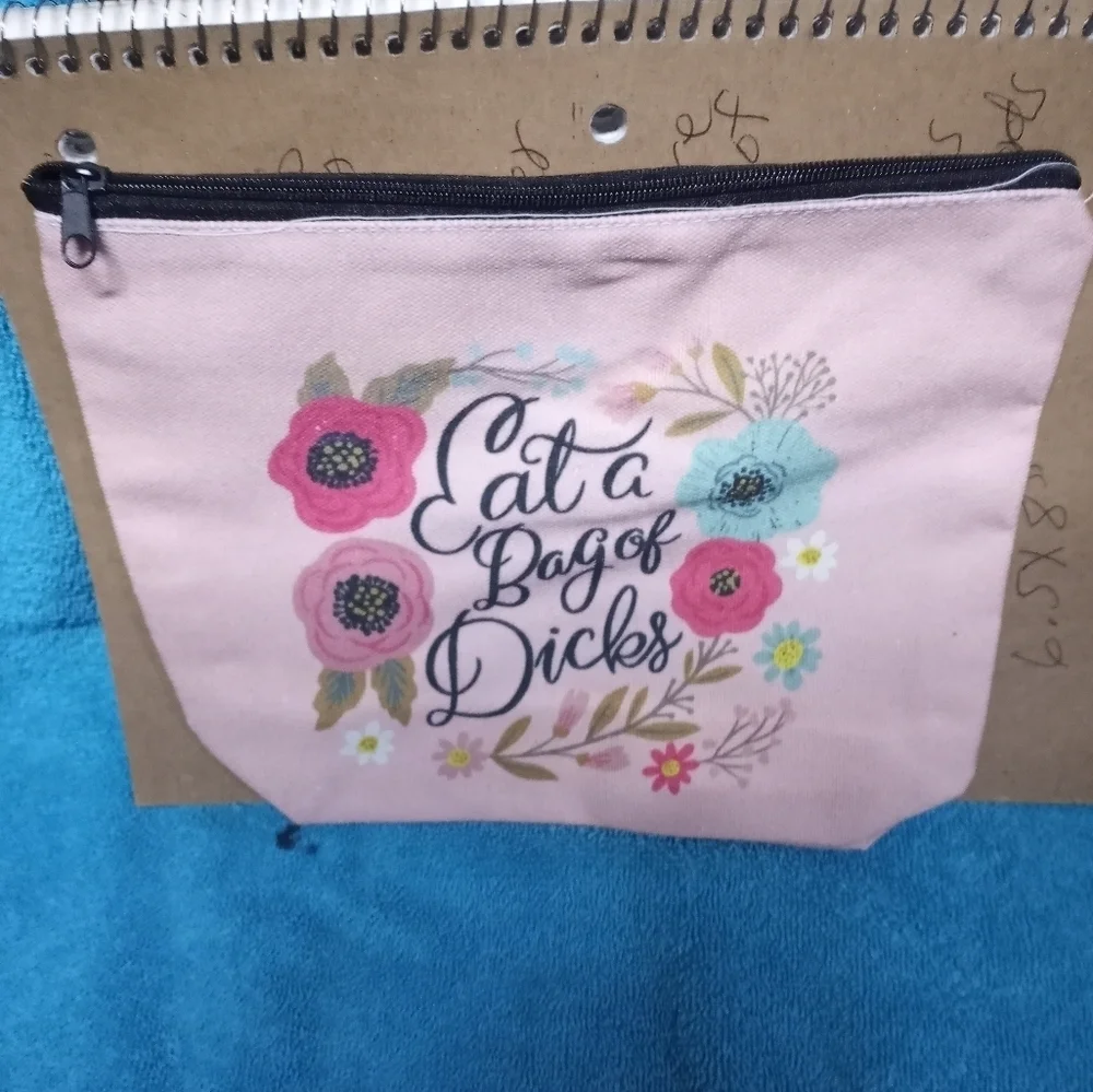 Floral Pink Makeup Pouch Cosmetic Bag Funny Humorous